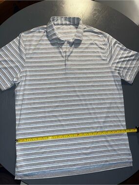 johnnie-O Striped Polo in Gray and Light Blue